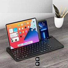 Apple iPad 9.7 2018 A1893 A1954 Uyumlu Kablosuz Standlı Şarjlı Bluetooth Touchpad Klavye Siyah