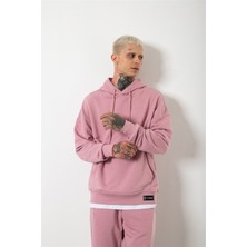 Machinist Clothing Oversize Şardonsuz Basic Sweatshirt Kirli Pembe