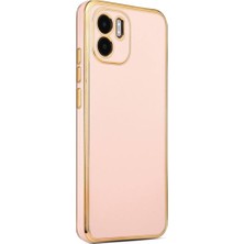 Musal Xiaomi Redmi A1 Kılıf Kamera Korumalı Altın Kenar Tasarım Silikon
