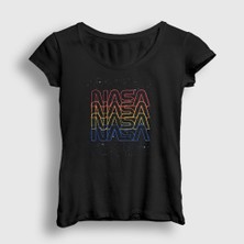 Presmono Kadın Siyah Colors Nasa Space Uzay T-Shirt