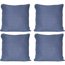 Goccia 4'lü Özel Tasarım Fitilli Kırlent Kılıfı Petrol Mavi