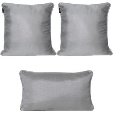 Goccia 3'lü Parlak Fitilli  Kırlent Kılıfı Kahve-Beyaz