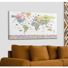 Dünyatablo Türkçe Dünya Haritası Ülke Bayrak ve Başkentli Kanvas Tablo 1938