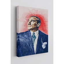 Dünyatablo Mustafa Kemal Atatürk'ün Yağlıboya Görünümlü Portre Çizimi Dekoratif Kanvas Tablo