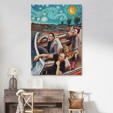 Dünyatablo Frida Kahlo Salvador, Dali ve Vincent Van Gogh Arabada Yıldızlı Gece Kanvas Tablo