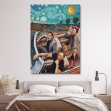 Dünyatablo Frida Kahlo Salvador, Dali ve Vincent Van Gogh Arabada Yıldızlı Gece Kanvas Tablo