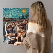 Dünyatablo Frida Kahlo Salvador, Dali ve Vincent Van Gogh Arabada Yıldızlı Gece Kanvas Tablo