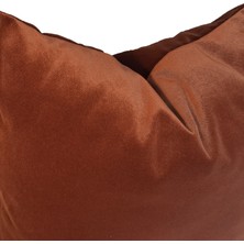 Arasta Design 2'li Kiremit Tarçın Rengi Kırlent Kılıfı, Düz Renk Kadife Kırlent Kılıfı