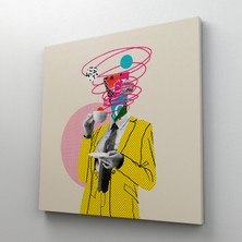 Dünyatablo Çizgi Roman Kahramanı Kahvesini Yudumluyor Pop Art Kanvas Tablo