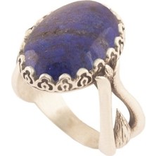 Takı Depo Lale Model Lapis Lazuli Taşlı El İşi Gümüş