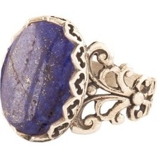 Takı Depo Rumi Model Lapis Lazuli Taşlı El Işi Gümüş Yüzük 15