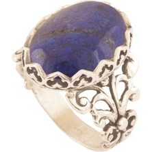 Takı Depo Rumi Model Lapis Lazuli Taşlı El Işi Gümüş Yüzük 15