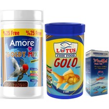 Goldy Mix Granules ve Gold Naturel 125ML + 100ML Japon Balık Yemi ve Vitamini