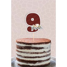 Neşeli Günlerim Safari Pastel 9 Yaşında (Dokuz) Pasta Süsü Kalın Kağıt