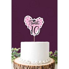 Neşeli Günlerim Sweet 10 Pembe-Siyah Pasta Süsü Kalın Kağıt
