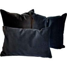 Arasta Design 2'li Set Siyah Kırlent Kılıfı, Düz Renk Kadife Kırlent Kılıfı, 43X43 cm