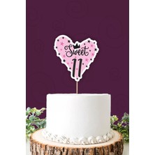 Neşeli Günlerim Sweet 11 Pembe-Siyah Pasta Süsü Kalın Kağıt