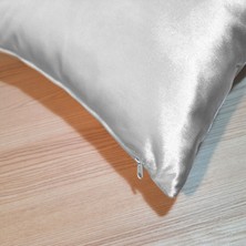 Arasta Design 2'li Set Parlak Beyaz Kadife Kırlent Kılıfı, Düz Renk Dekoratif Kırlent 43X43
