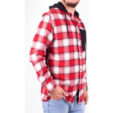 Dagoster DMG23-193714 Kırmızı Günlük Kapüşonlu Oversize Oduncu  Erkek Gömlek