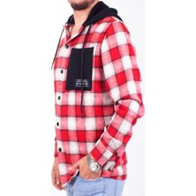 Dagoster DMG23-193714 Kırmızı Günlük Kapüşonlu Oversize Oduncu  Erkek Gömlek