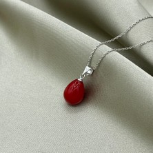 Jewel By Aila Rhodium Kaplama Damla Mercan Gümüş Kolye