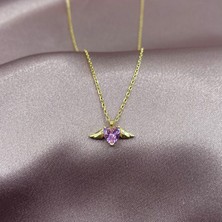 Jewel By Aila Gold Kaplama Pembe Kalp Melek Gümüş Kolye