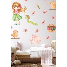 Msticker Bahar Temalı Neşeli Sticker Seti, Çocuk Bebek Odası Cam Duvar Sticker Seti
