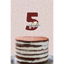 Neşeli Günlerim Safari Pastel 5 Yaşında Beş Pasta Süsü *kalın Kağıt