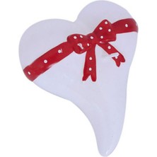 Pandoli Fiyonklu 1 Adet Beyaz Renk Kalp Şekilli Mum 10 cm