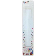 Pandoli 18 cm Fosforlu Renklerde Parti Mumu 7 Adet Altlıkları Ile Beraber Beyaz Renk