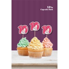 Neşeli Günlerim Unicorn Temalı * 10 On Yaşında Cupcake Süsü '10LU