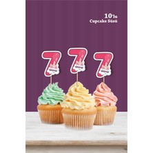 Neşeli Günlerim Unicorn Temalı * 7 Yedi Yaşında Cupcake Süsü '10LU
