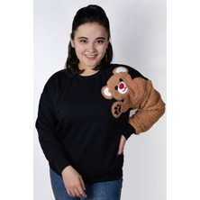 Ayıcı Oyuncak Siyah Ayıcık  Nakışlı Sweatshirt