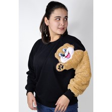 Ayıcı Oyuncak Siyah Köpek Nakışlı Sweatshirt