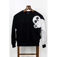 Ayıcı Oyuncak Siyah Pandalı  Nakışlı Sweatshirt