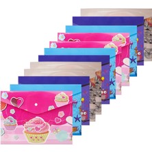 Noki A4 Kız Desenli Çıtçıtlı Dosya Seti 12 Parça Plastik Malzeme ile Renkli Tasarım