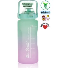 The Bottle Motivasyonel 2li Pipetli Stickerli Su Matarası Su Şişesi Suluk 2LT+900ML Yavrulu Tritan Su Şişesi Suluk Motivasyonset-2