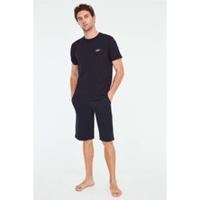 Mod Collection Erkek T-Shirt Şort Takımı Lacivert Renk Pamuk Kumaş ile Nefes Alabilir Konfor
