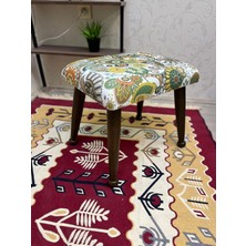 Asedia Trend Ceviz Yeşil Retro Puf Ayak Ucu Pufu Makyaj Koltuğu Puf Bench Ayak Dayama Ahşap Ayak Puf
