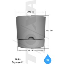 Begonya Saksı 5 Litre Yeşil 21CM Mat Plastik Drenajlı Kendinden Tabaklı No5