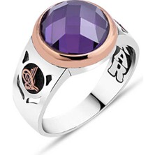 Amberkan Ametist Taşlı Erkek Yüzük