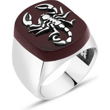 Amberkan Akik Taş Üzeri Akrepli Erkek Yüzük