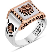 Amberkan Beyaz Oniks Taşlı Osmanlı Devlet Armalı Erkek Yüzük