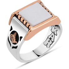 Amberkan Beyaz Düz Oniks Taşlı Erkek Yüzük