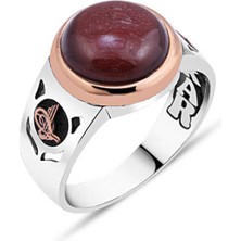Amberkan Bordo Kaplan Gözü Kapşon Kesim Erkek Yüzük