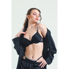 Magic Form 6389 Kadın Siyah Askısı Taşlı Dantelli Süngerli Sütyen