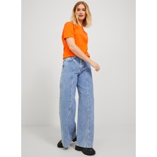 JJXX Bisiklet Yaka Açık Turuncu Kadın T-Shirt 12206974