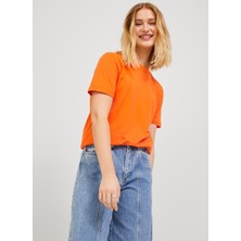 JJXX Bisiklet Yaka Açık Turuncu Kadın T-Shirt 12206974