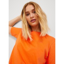 JJXX Bisiklet Yaka Açık Turuncu Kadın T-Shirt 12206974