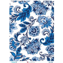 Atölye 7-77 Diamond Craft N: 2738 Mavi Siyah Beyaz Çiçekler 30X42 cm Dekopaj